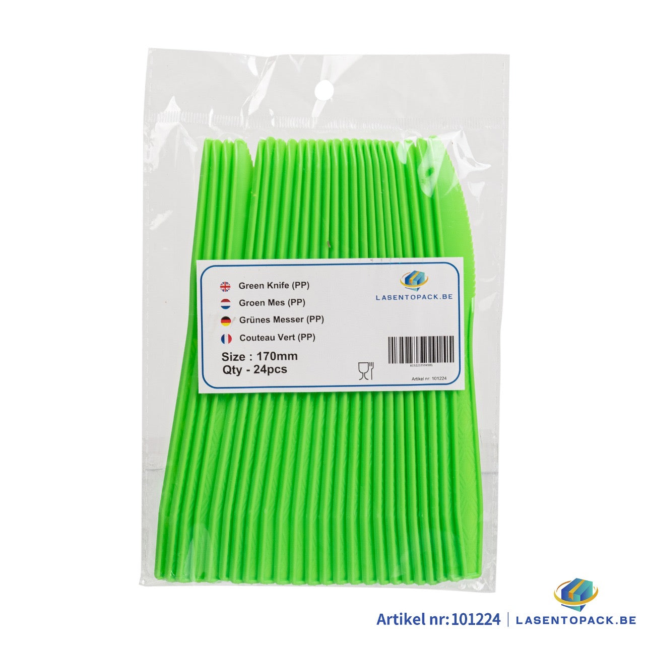 24x Herbruikbare Mes 170mm PP Groen
