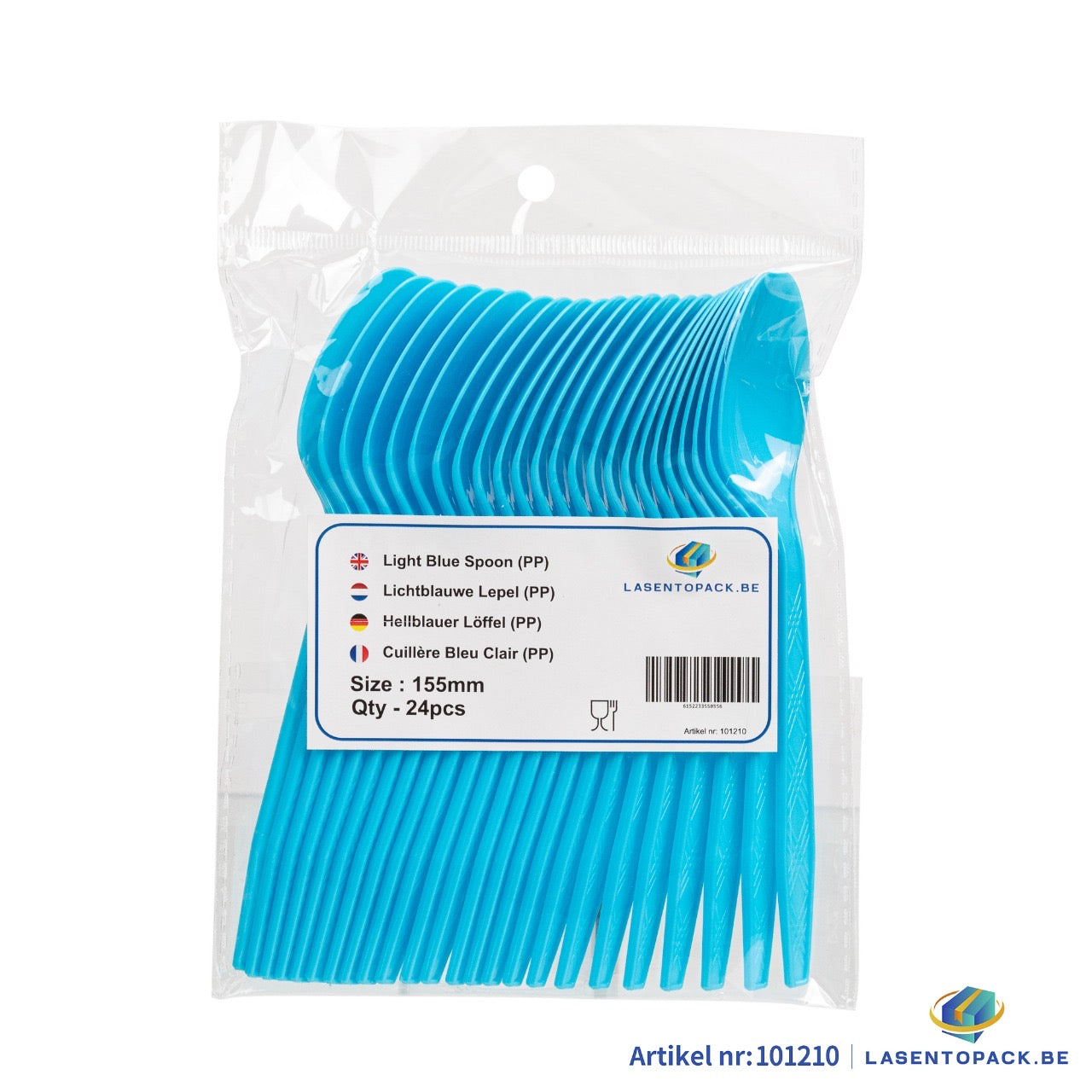 24x Herbruikbare lepel 155mm PP Licht Blauw