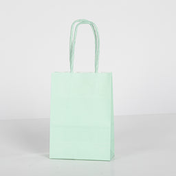 12x Papieren tas gedraaid handvat - 11cm x 15cm x 6cm - Licht Groen