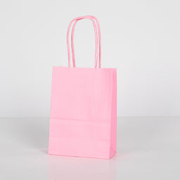 12x Papieren tas gedraaid handvat - 11cm x 15cm x 6cm - Light Pink