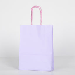 12x Papieren tas gedraaid handvat - 16cm x 22cm x 8cm - Licht Paars