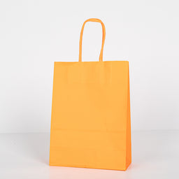 12x Papieren tas gedraaid handvat - 16cm x 22cm x 8cm - Oranje