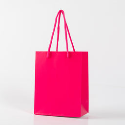 12x Papieren koordtas - 18cm x 14cm x 8cm - Hot Pink
