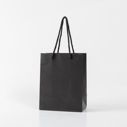 12x Papieren koordtas - 18cm x 23cm x 10cm - Zwart