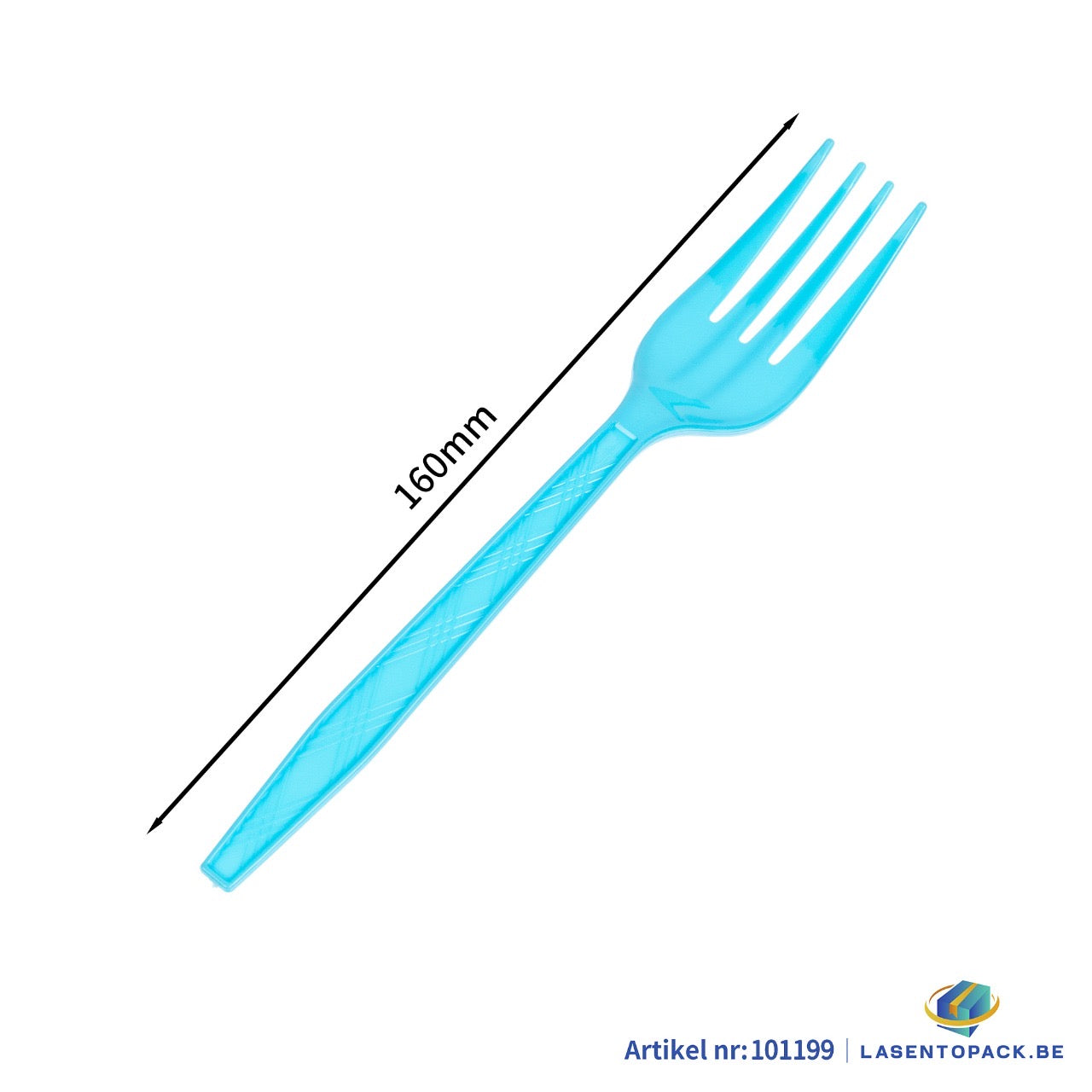 24x Herbruikbare Vork 160mm PP Licht Blauw