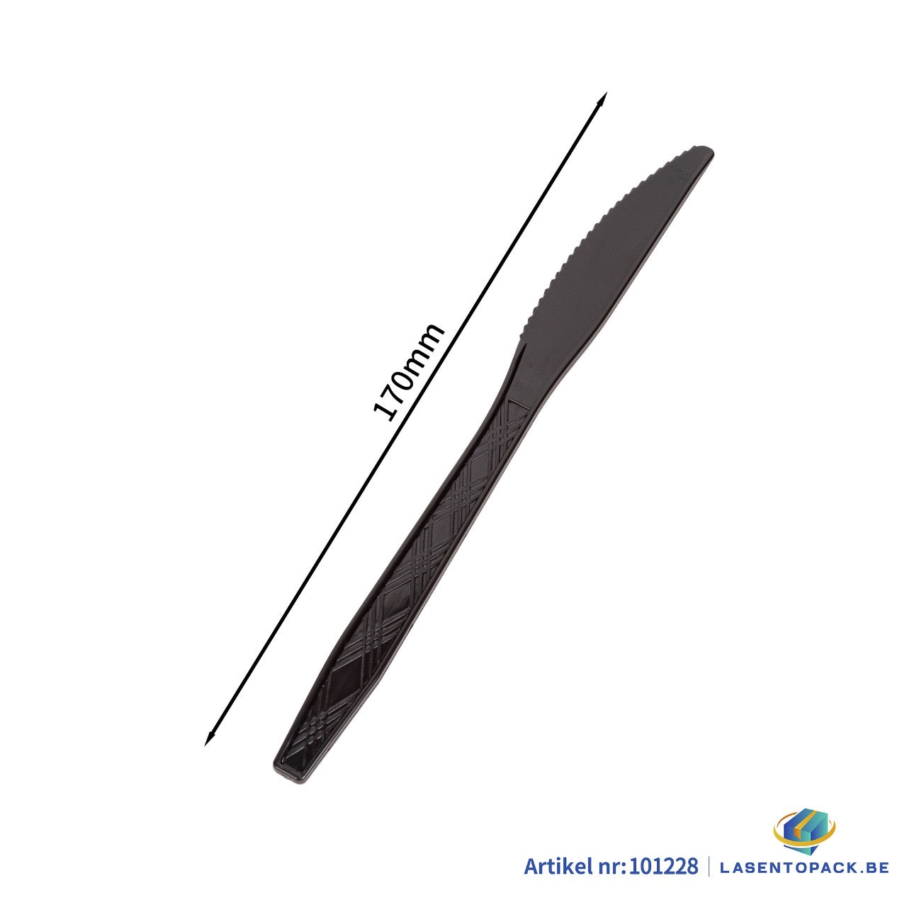 24x Herbruikbare Mes 170mm PP Zwart