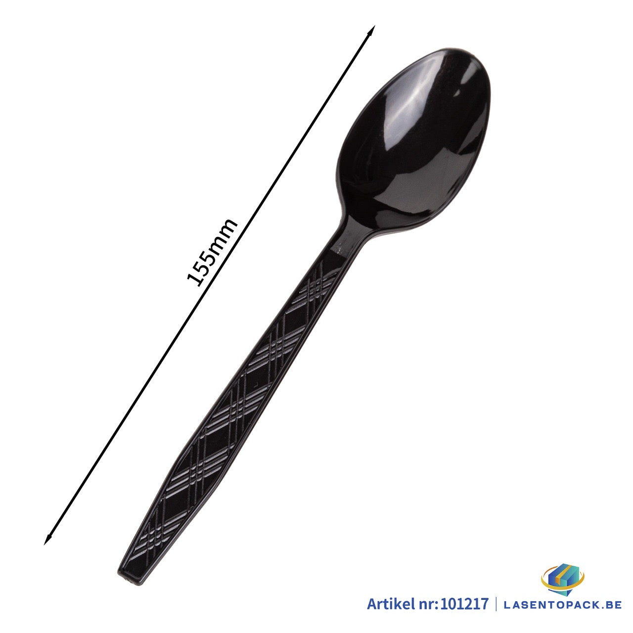 24x Herbruikbare lepel 155mm PP zwart