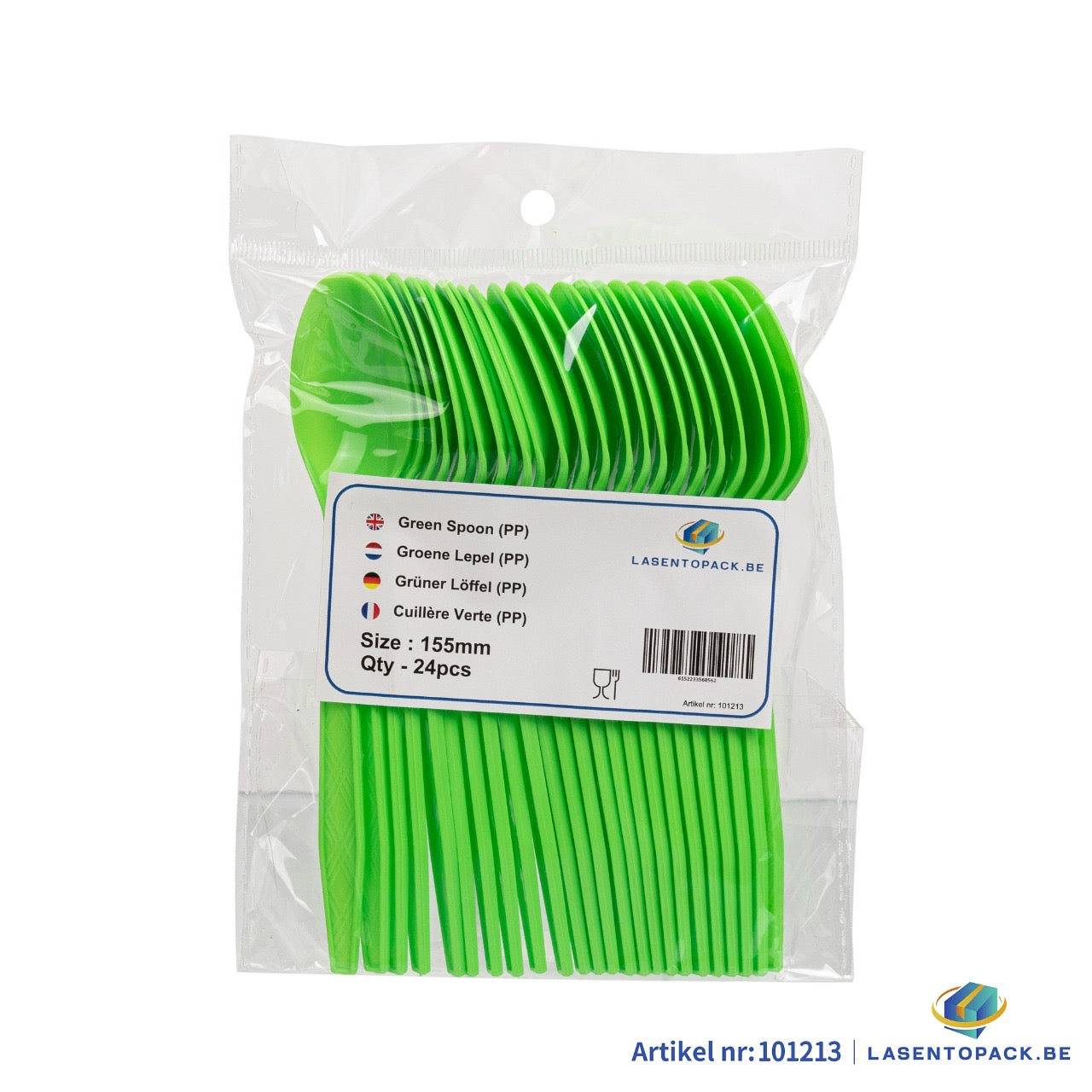 24x Herbruikbare lepel 155mm PP Groen