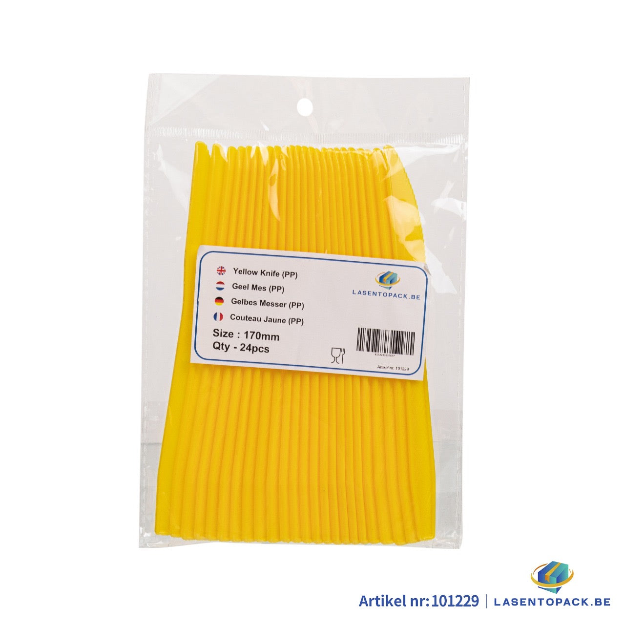 24x Herbruikbare Mes 170mm PP Geel