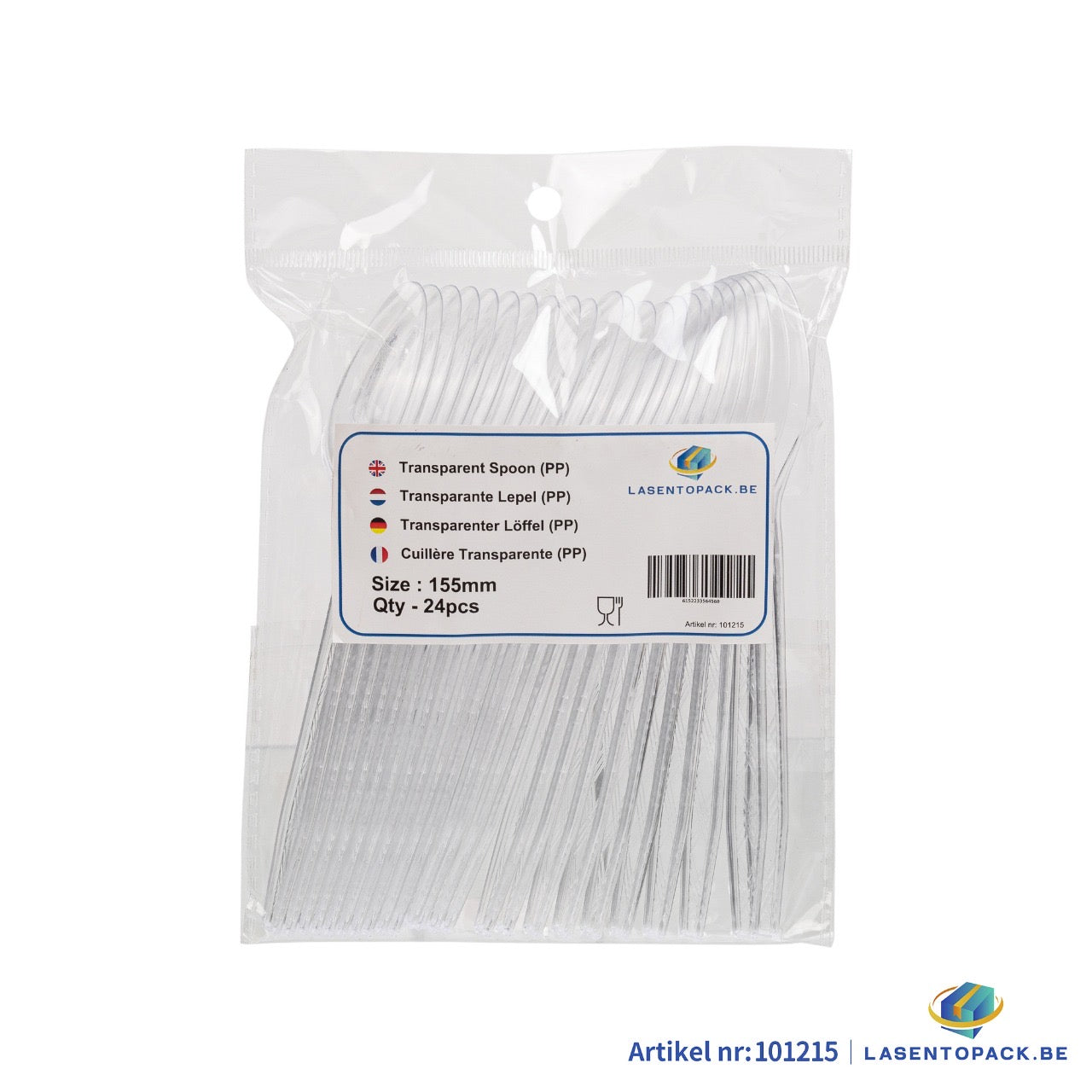 24x Herbruikbare lepel 155mm PP Transparant