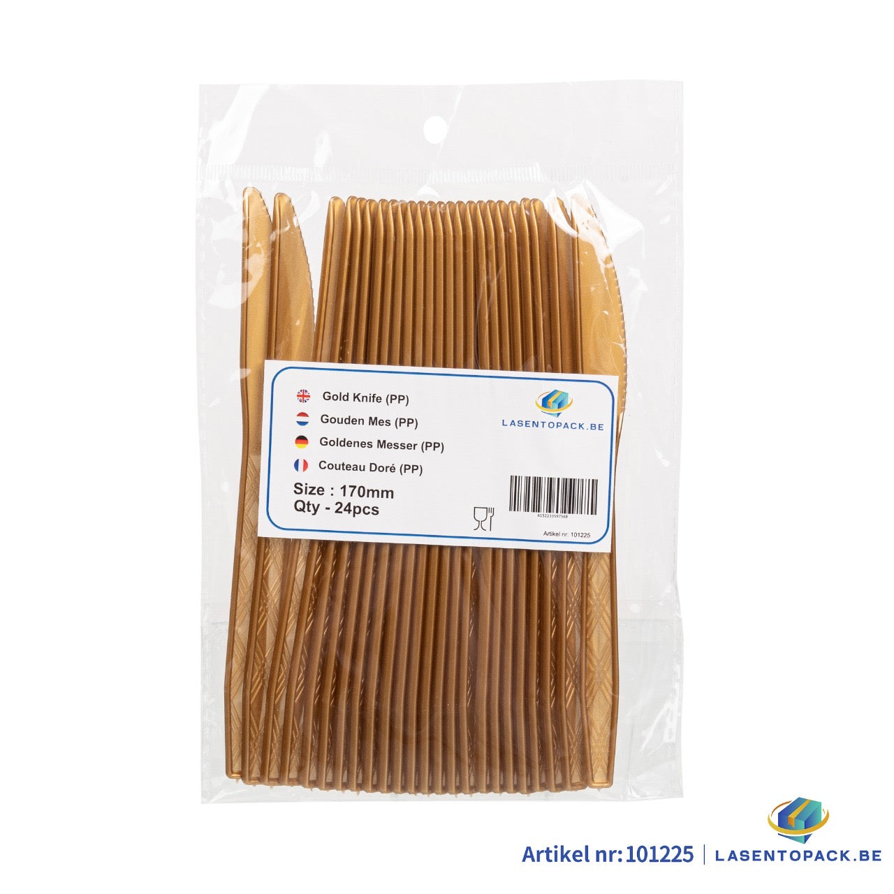 24x Herbruikbare Mes 170mm PP Goud