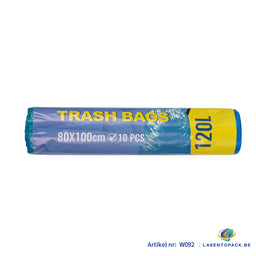 50x Blauwe Afvalzakken 120L – 80x100 cm - 10 Stuks op Rol