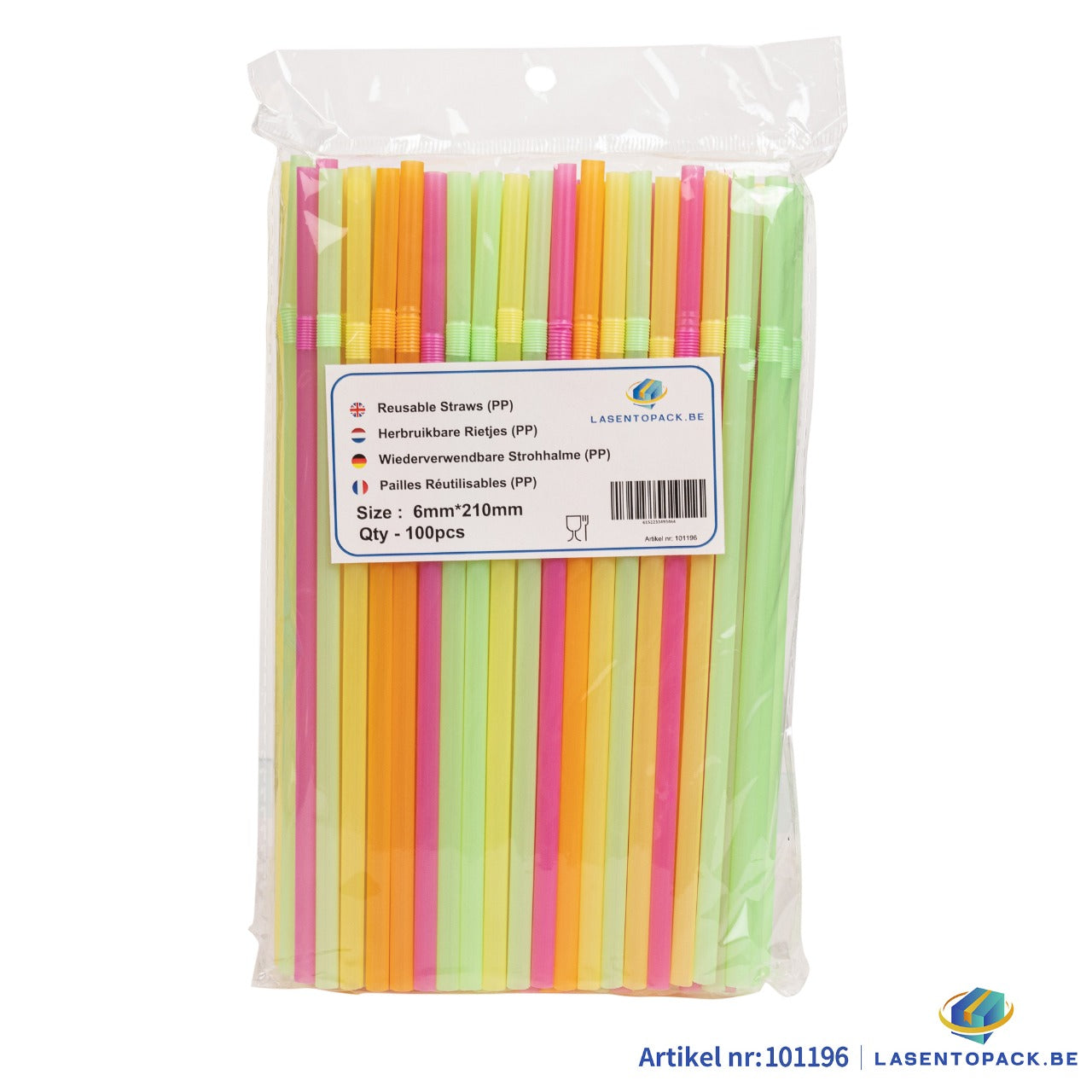 10000x Herbruikbare Rietjes Buigbaar 21 cm x 6 mm PP – Duurzaam en Sterk - Mix Kleuren