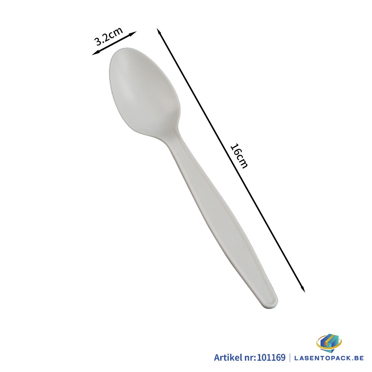 50x Herbruikbare Lepel 160mm – Wit