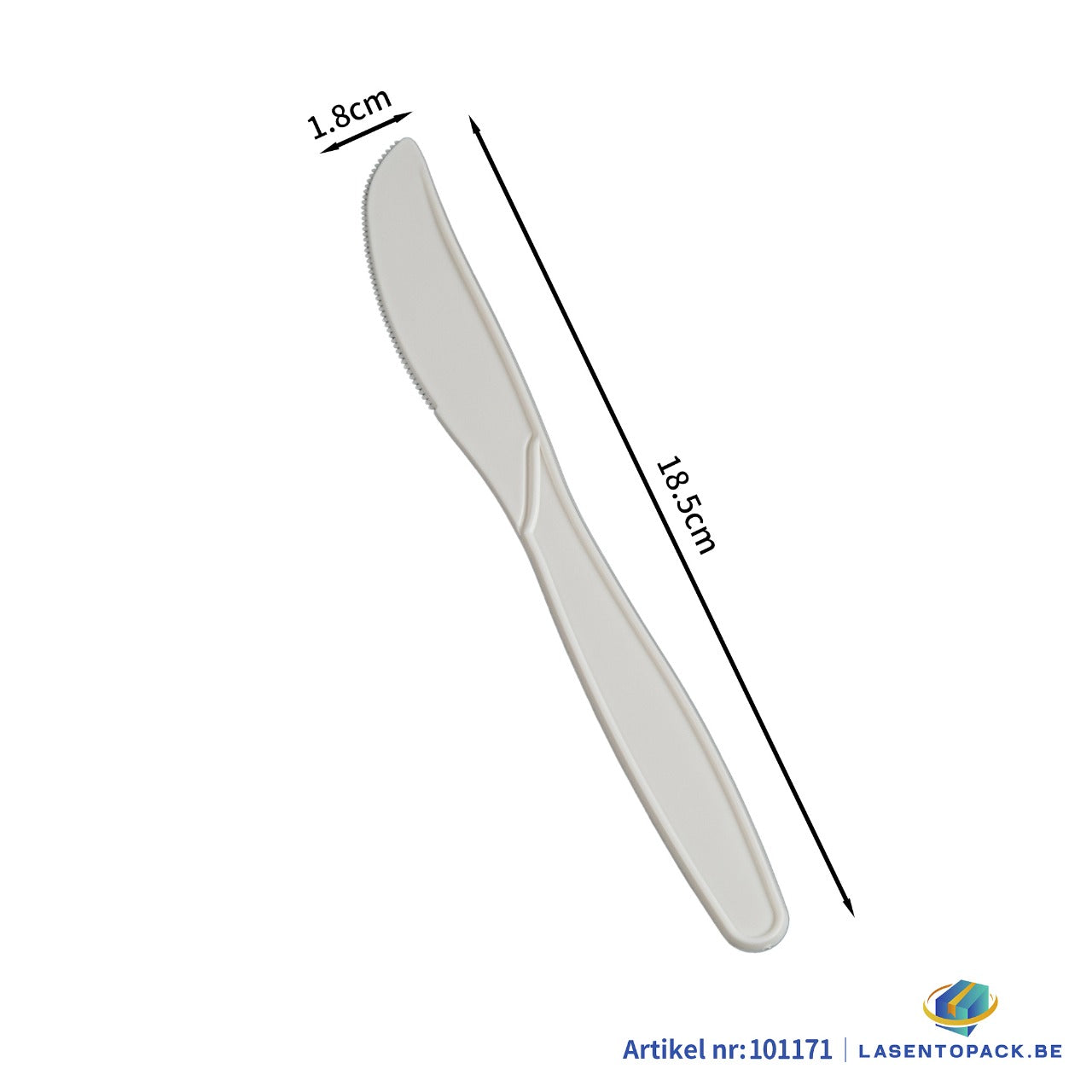 50x Herbruikbaar Mes 185mm – Wit