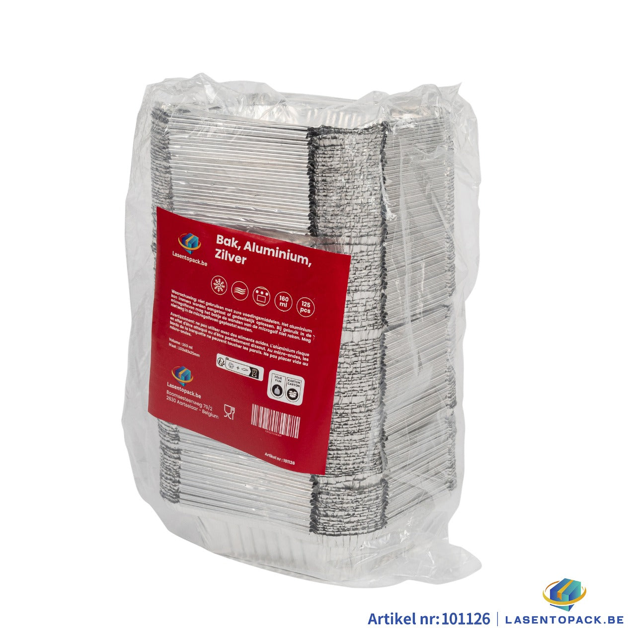125x Aluminium Bak 160 ml – 103 x 83 x 25 mm