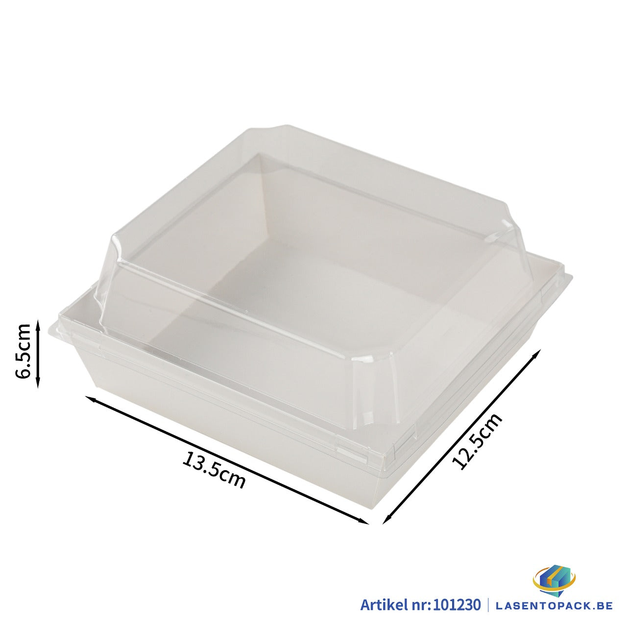 100x Taartdoos met Doorzichtige Deksel – 13,5 x 12,5 x 6,5 cm