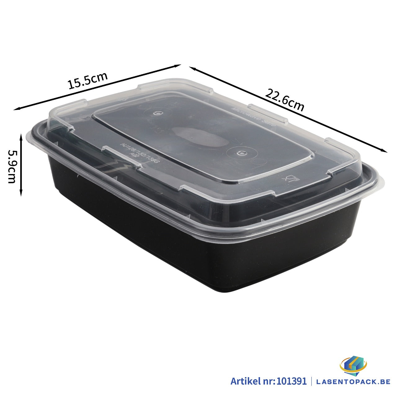 150x Maaltijdbak PP 1180ml met Deksel – Zwart | Stevig en Herbruikbaar (Set)