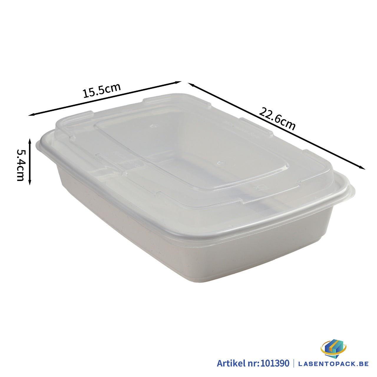 150x Maaltijdbak PP 1070ml met Deksel – Wit | Stevig en Herbruikbaar (Set)