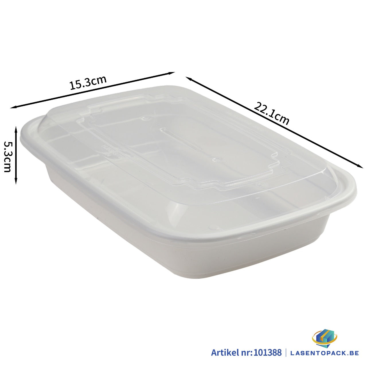 150x Maaltijdbak PP 910ml met Deksel – Wit | Stevig en Herbruikbaar (Set)