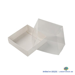 50x Taartdoos met Doorzichtige Losse Deksel – 13,5 x 13 x 7 cm