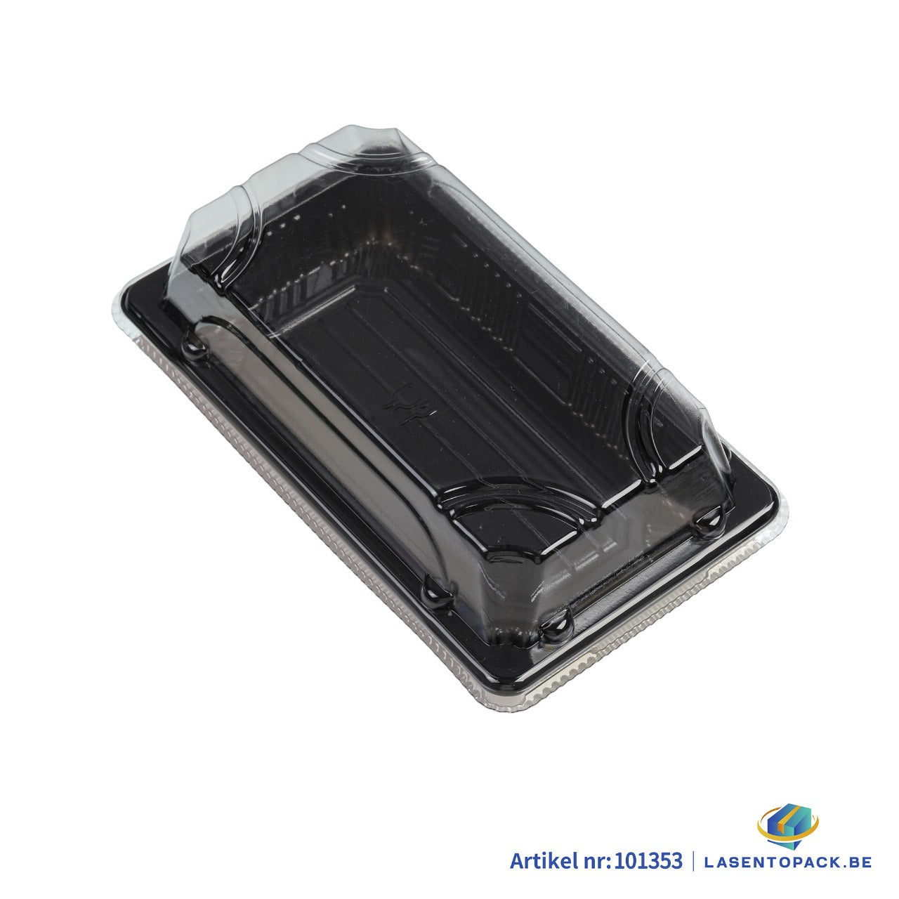 400x Sushi Tray + Deksel 160x91x20mm – Zwart