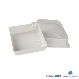100x Taartdoos met Doorzichtige Deksel – 13,5 x 12,5 x 6,5 cm
