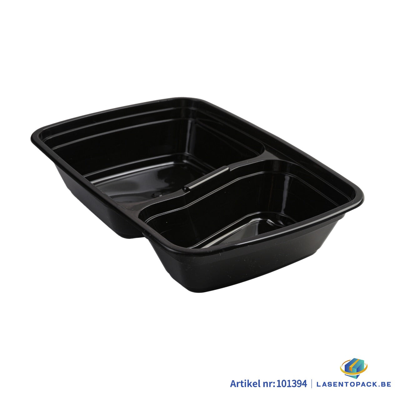 150x Maaltijdbak PP 800ml 2-Vaks met Deksel – Zwart | Stevig en Herbruikbaar (Set)
