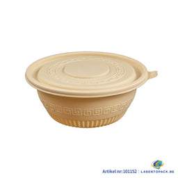 200x Maaltijdbowl 800ml met Deksel Ø 17,5 cm Gemaakt van PP & Maïs