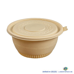 200x Maaltijdbowl 1000ml met Deksel Ø 17,5 cm Gemaakt van PP & Maïs