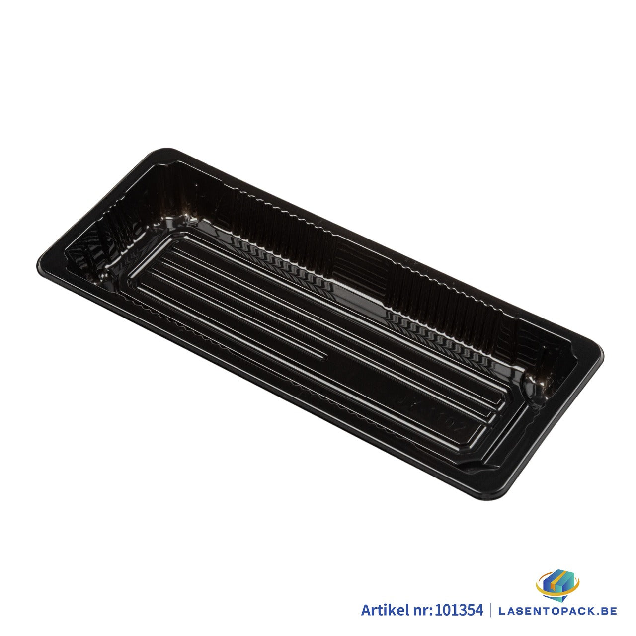 400x Sushi Tray + Deksel 220x90x20mm – Zwart