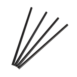 100x BIO Papieren rietjes 6mm x 197mm Zwart