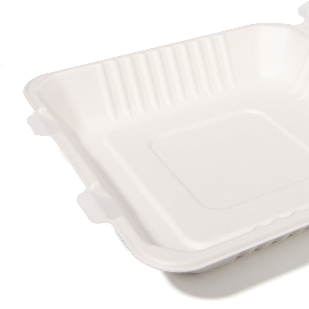 100x Menubox 1-vaks Groot 1500 ML suikerriet BIO (Menu box 9 inch sugarcane) 231mm X 231mm X 79mm
