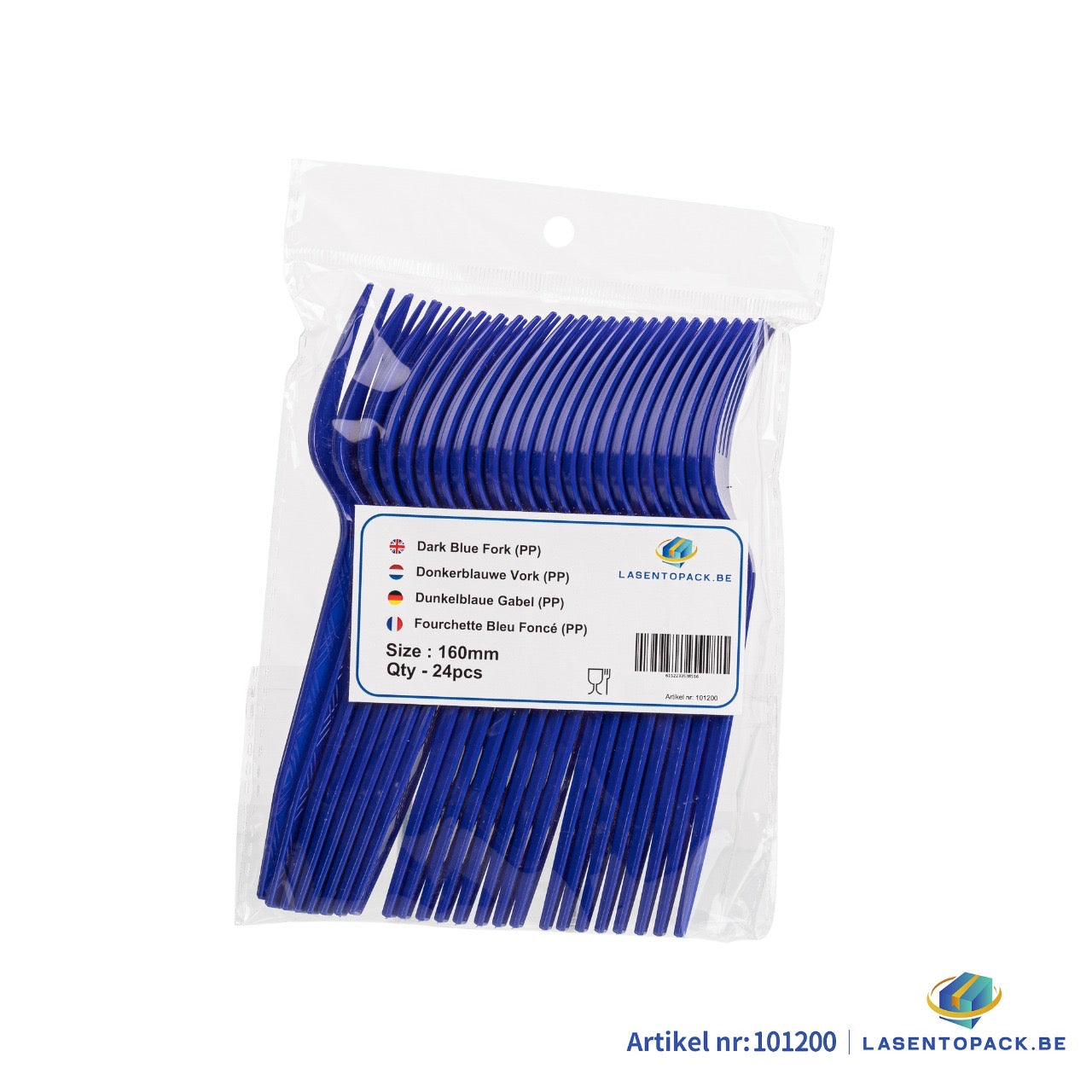 24x Herbruikbare Vork 160mm PP Blauw