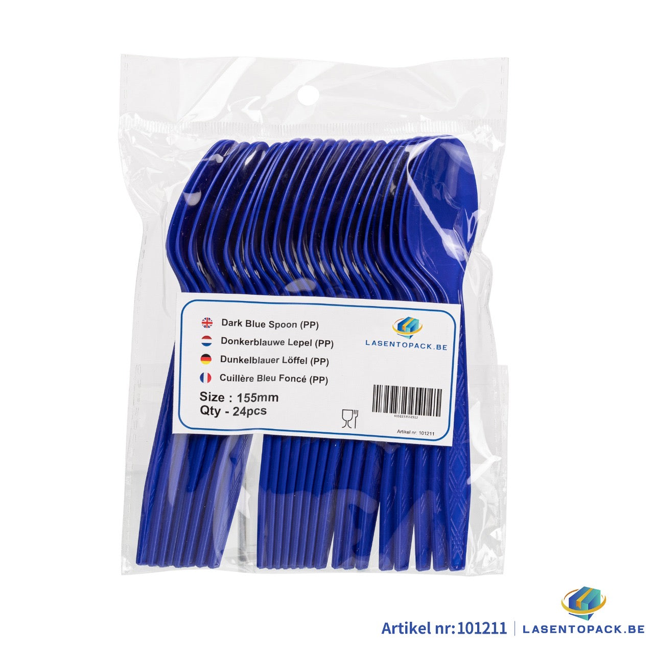24x Herbruikbare lepel 155mm PP Blauw