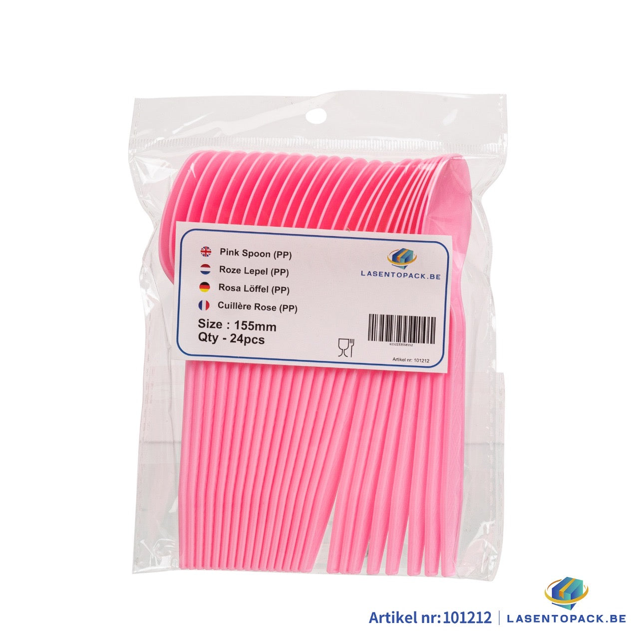 24x Herbruikbare lepel 155mm PP Roze