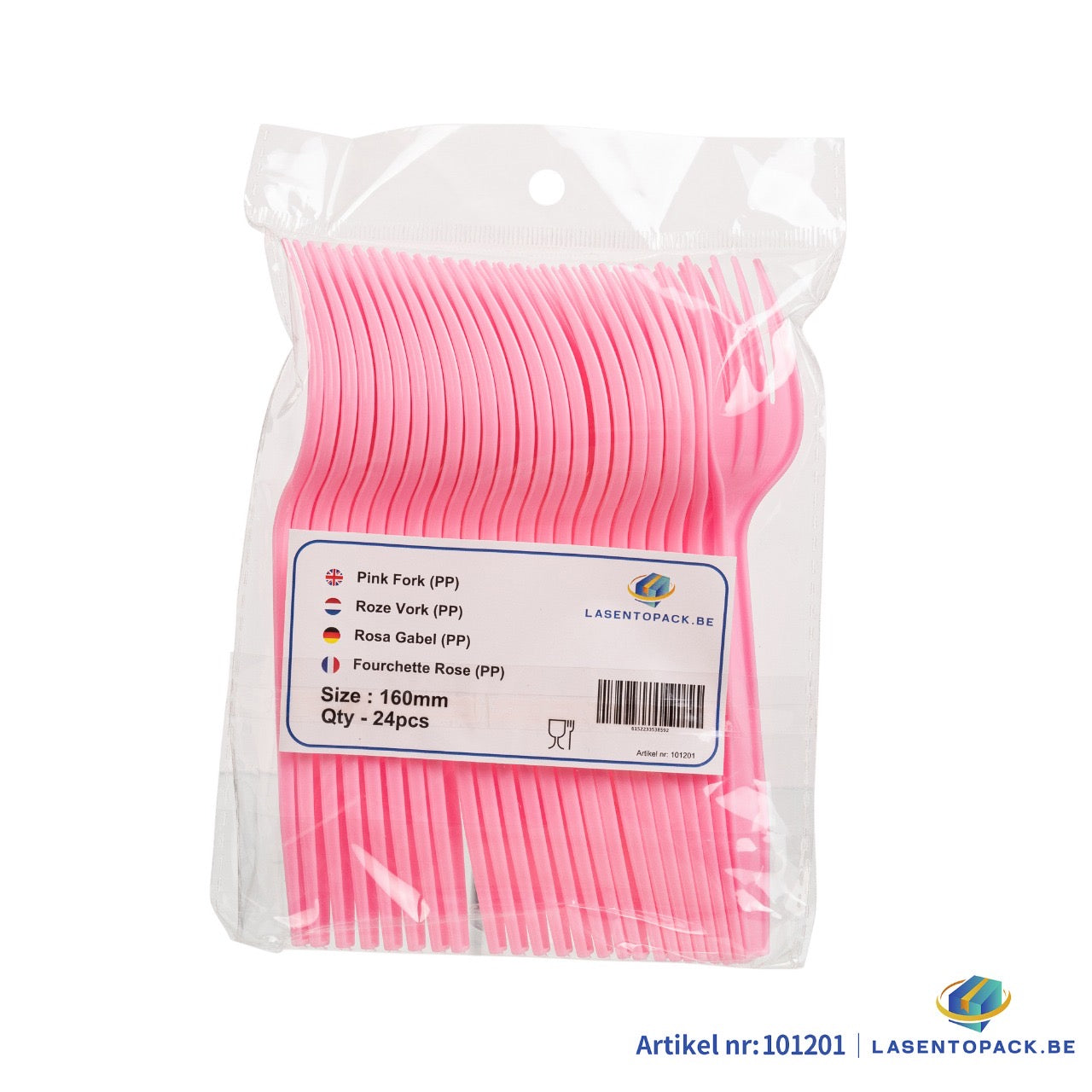 24x Herbruikbare Vork 160mm PP Roze
