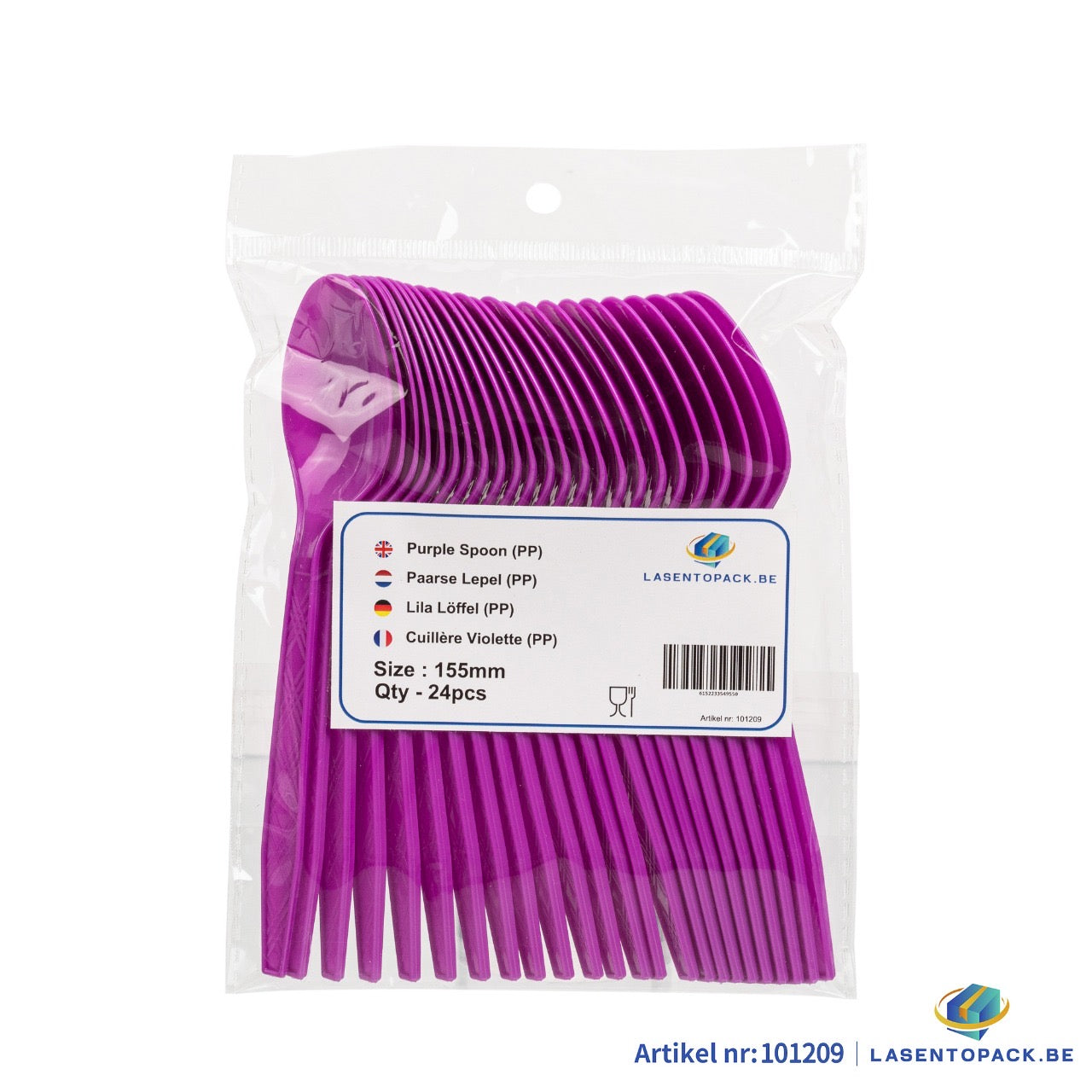 24x Herbruikbare lepel 155mm PP Paars