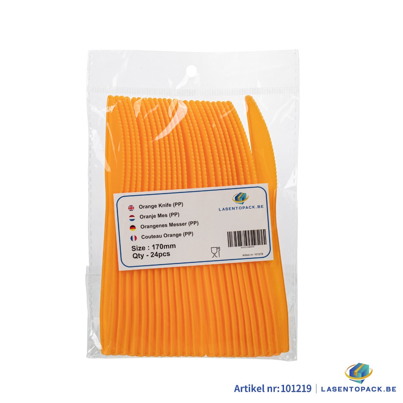 24x Herbruikbare Mes 170mm PP Oranje