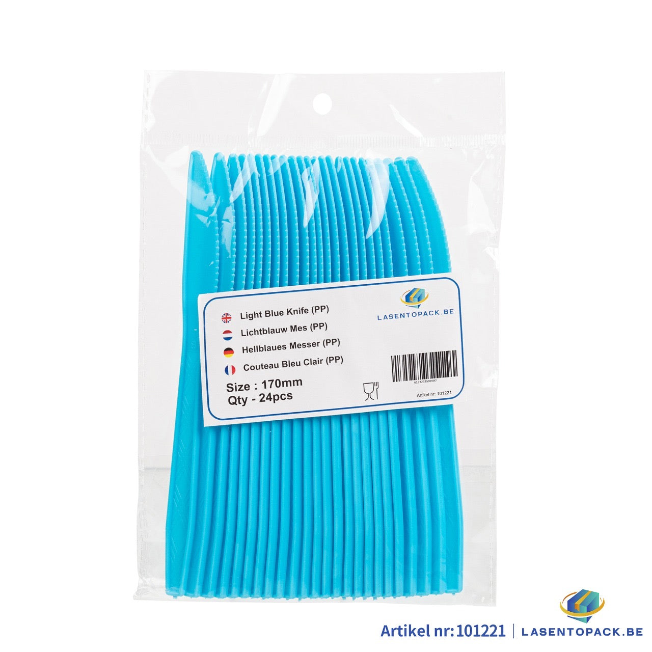 24x Herbruikbare Mes 170mm PP Licht Blauw