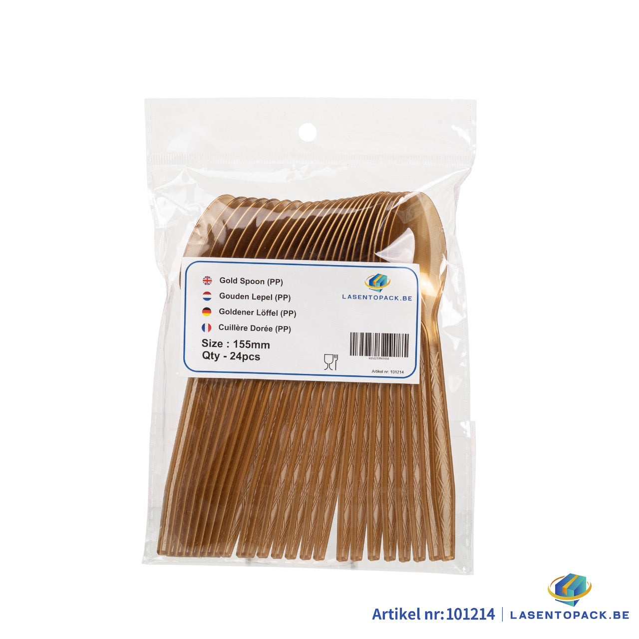 24x Herbruikbare lepel 155mm PP Goud