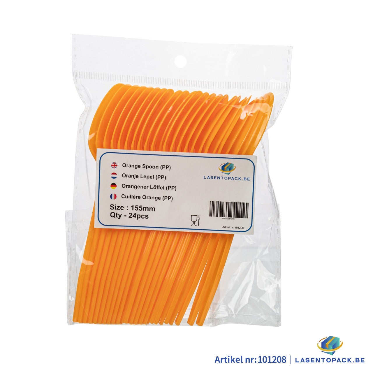 24x Herbruikbare lepel 155mm PP Oranje