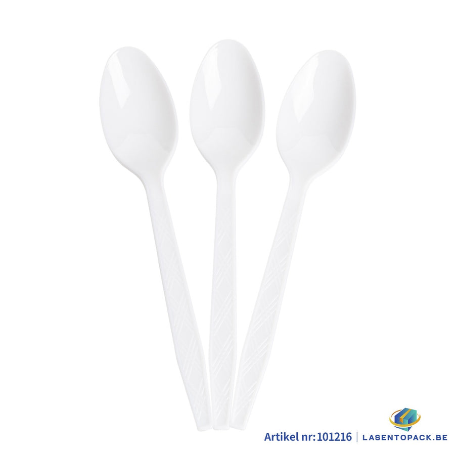 24x Herbruikbare lepel 155mm PP Wit