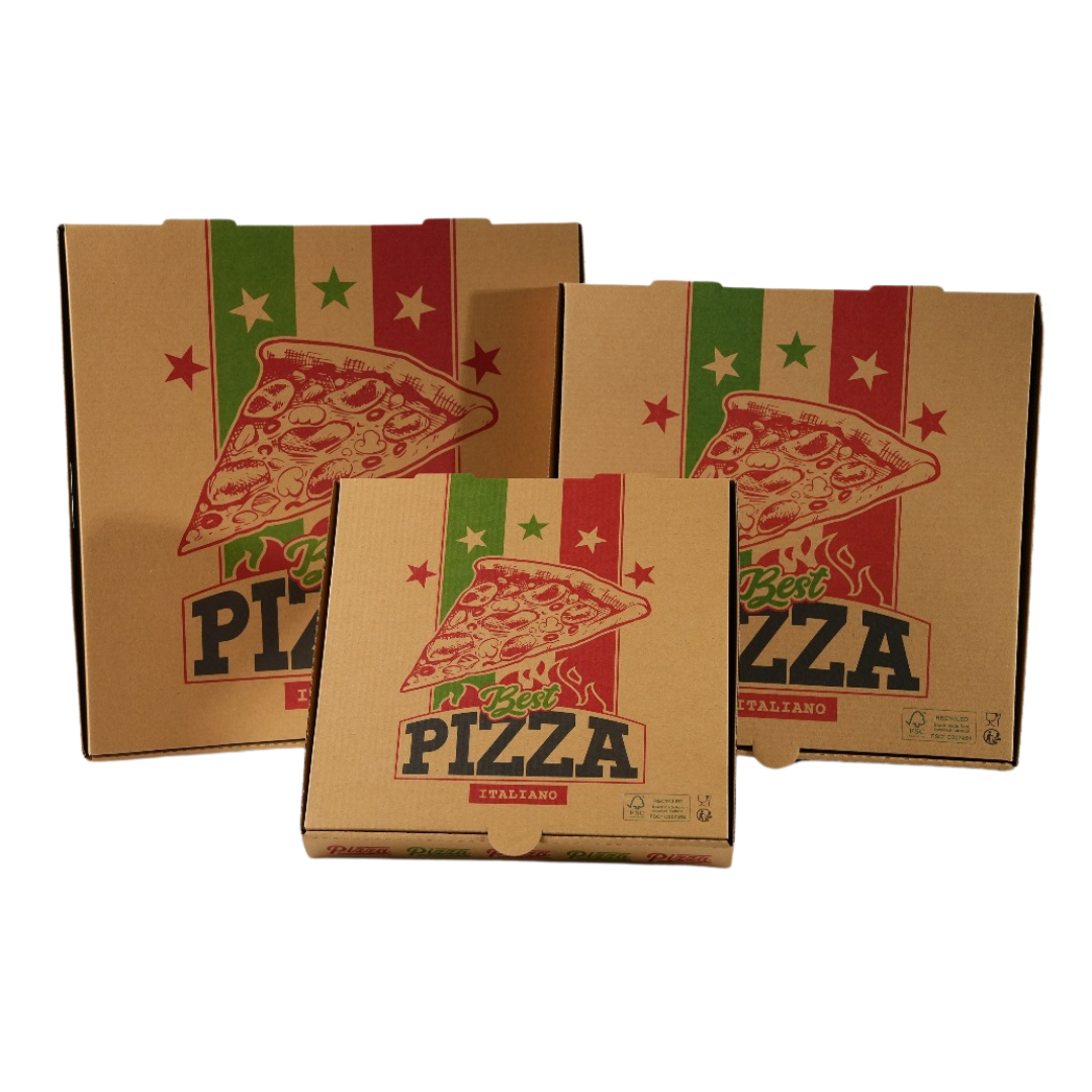 100x Pizza Doos 260mm x 260mm x 35mm FSC Golfkarton