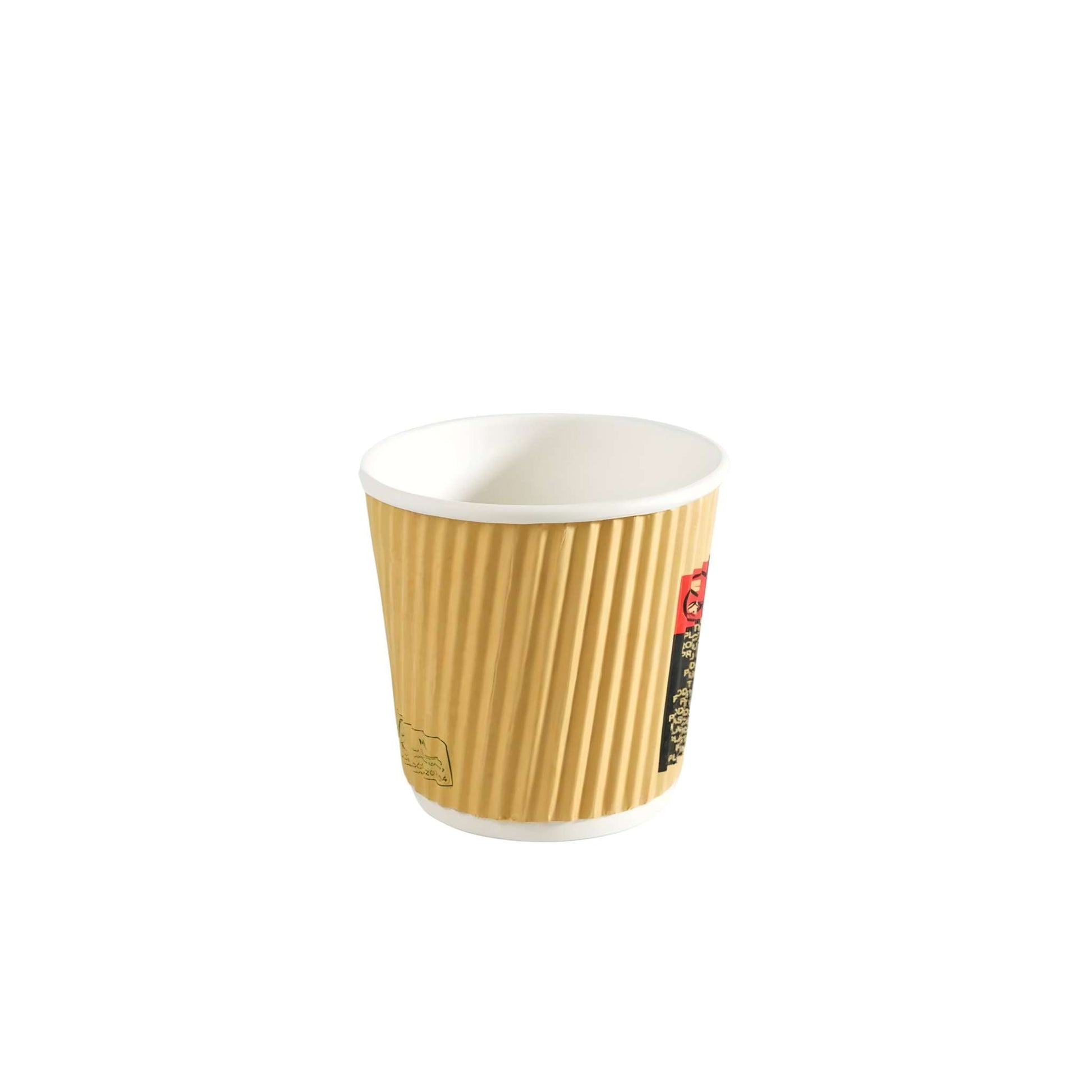 Dubbelwandige bruine koffiebeker espresso 120 ml FSC-gecertificeerd met Ripple Wall isolatie, 1000 stuks per doos