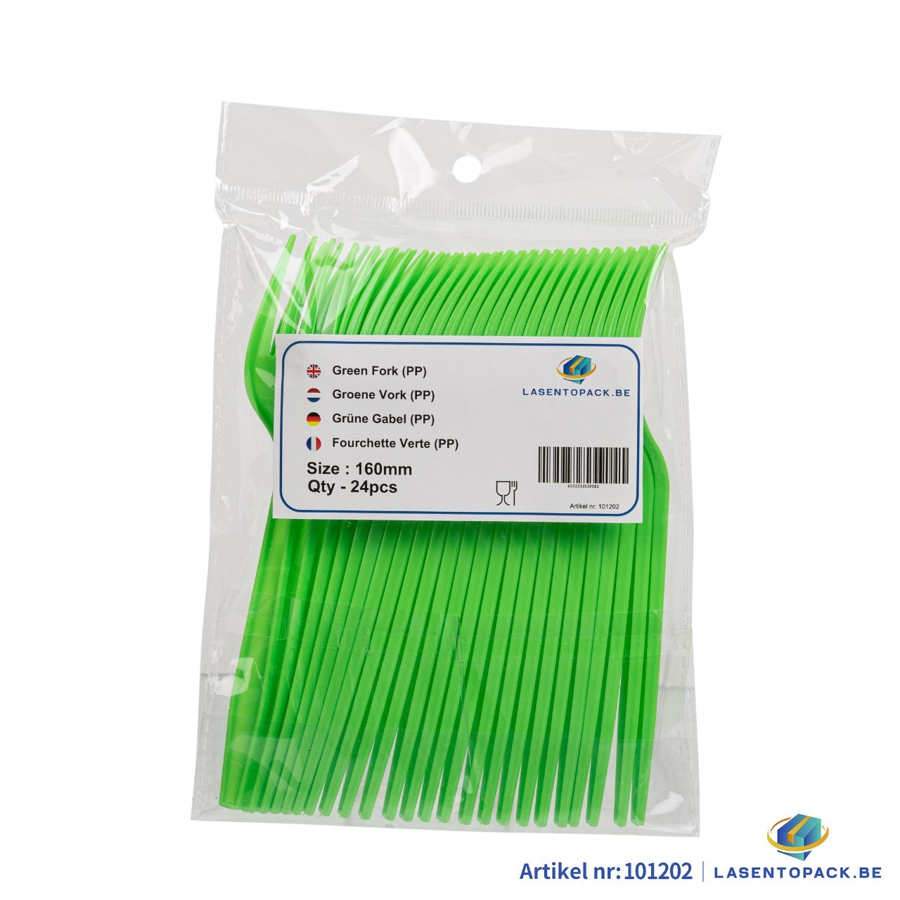 24x Herbruikbare Vork 160mm PP Groen