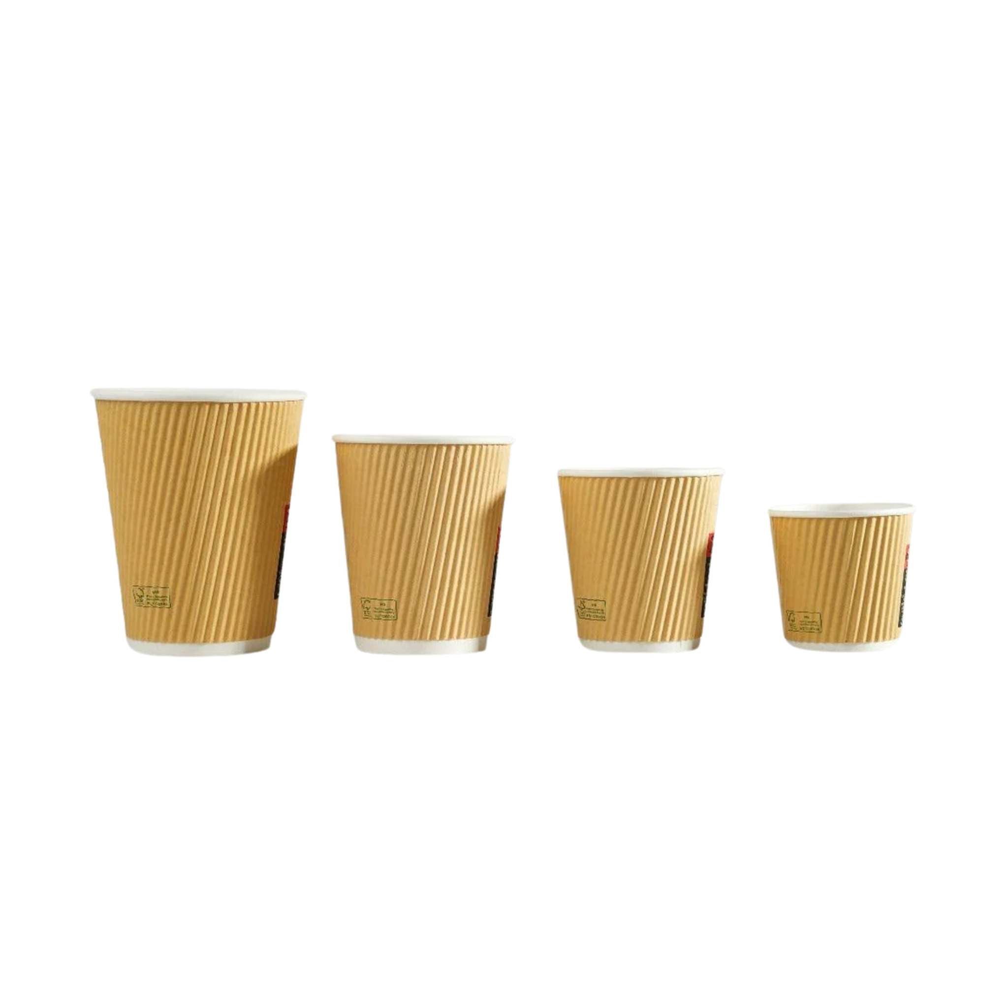 500x Koffiebeker dubbelwandig Ripple Wall Ø70mm 7oz 180ml bruin