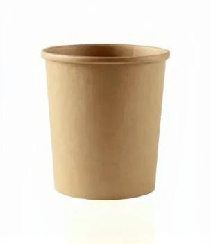 Stack of 500 kraft 1000 ml (32oz) ice cream cups Ø115 mm in brown cardboard packaging