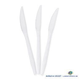 24x Herbruikbare Mes 170mm PP Wit