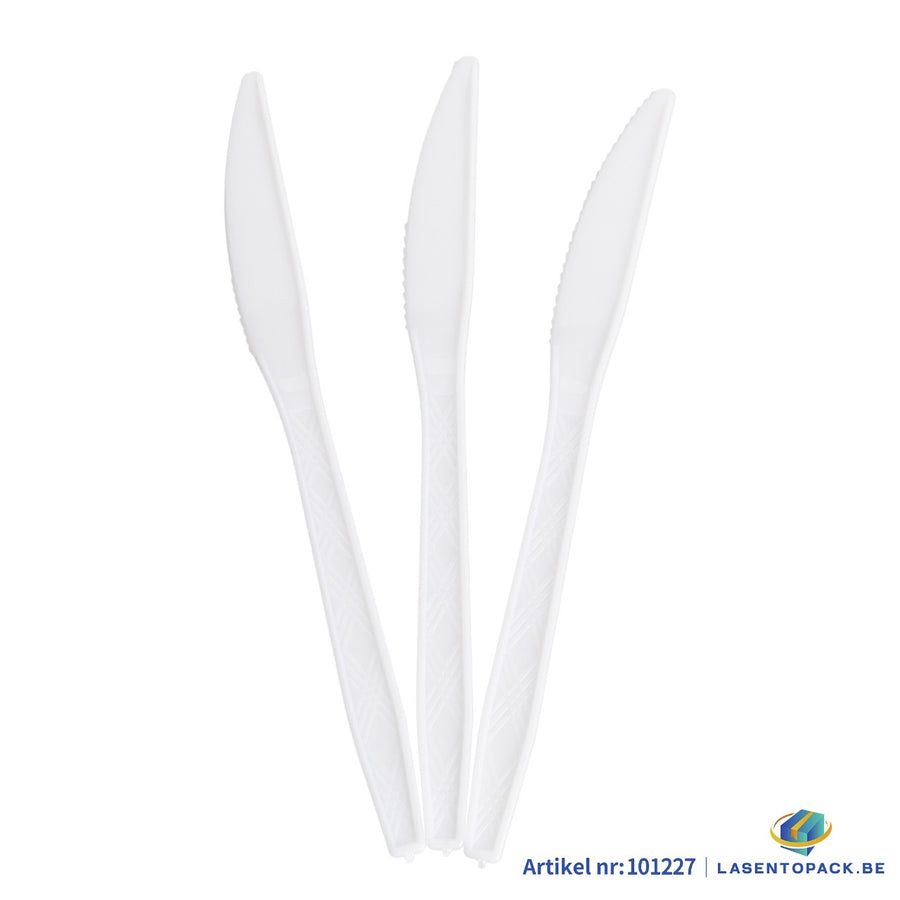 24x Herbruikbare Mes 170mm PP Wit